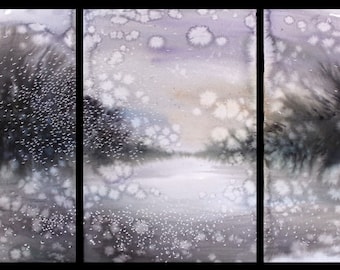 Triptych March 2018 no.2, limited edition of 50 fine art giclee prints from my original watercolor