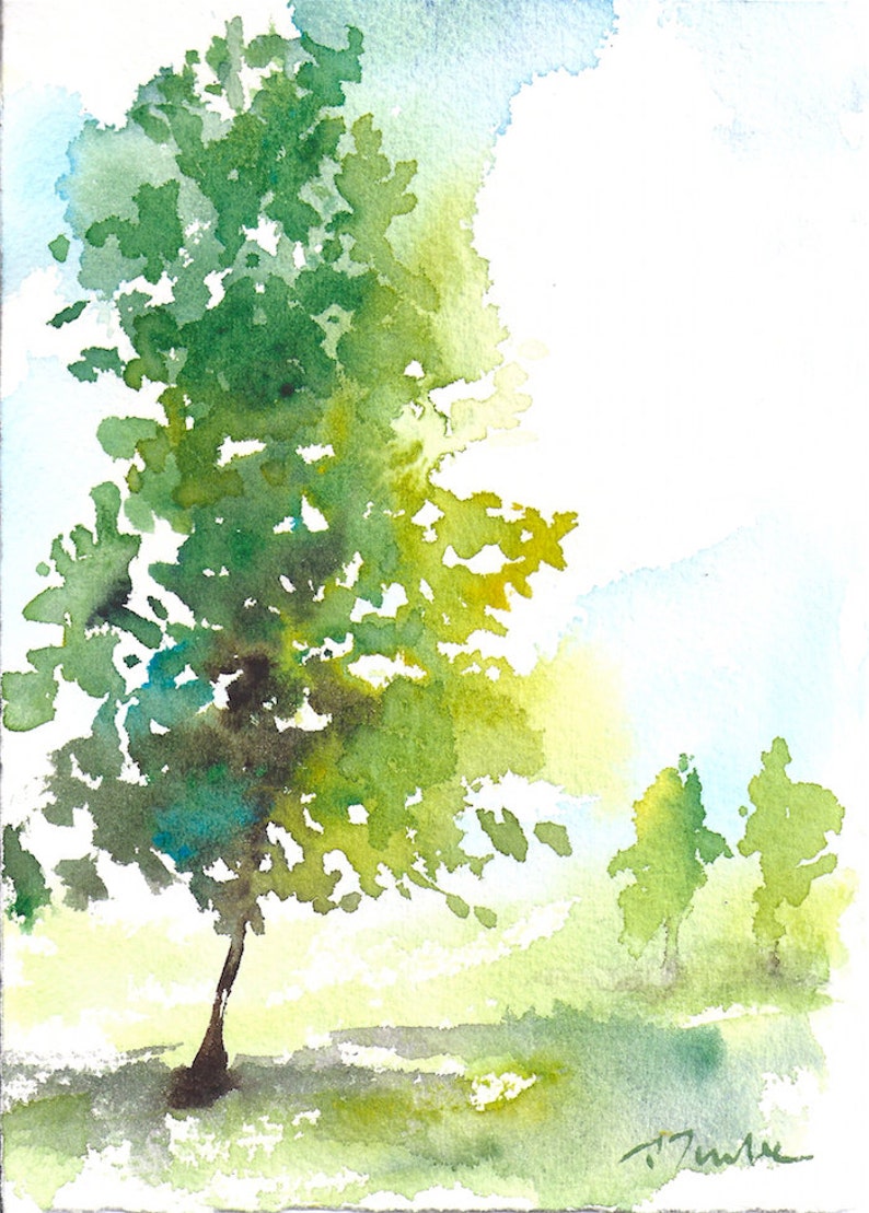 Small format No.9 Summer tree 5 of 5 limited edition of 50 fine art giclee prints from my original watercolor image 1