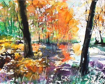 New England Landscape Autumn Series 2015 No.5, limited edition of 50 fine art giclee prints from my original watercolor