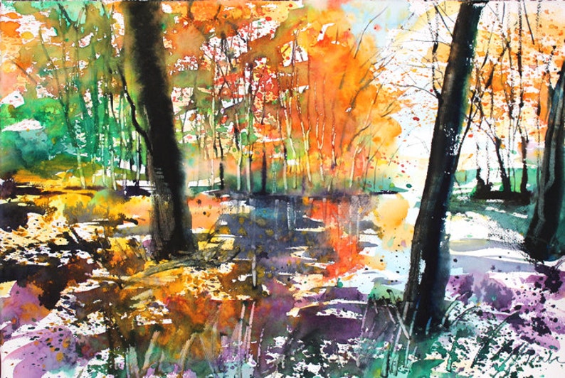 New England Landscape Autumn Series 2015 No.5, limited edition of 50 fine art giclee prints from my original watercolor image 1