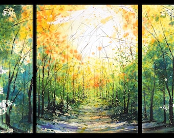 Triptych July 2020 no.1-L, limited edition of 50 fine art giclee prints from my original watercolor