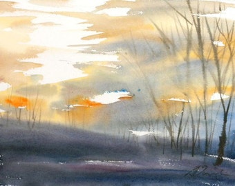 New England Winter-Scape No.87, limited edition of 50 fine art giclee prints from my original watercolor