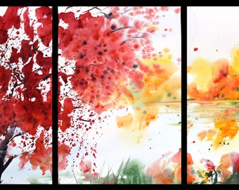 Triptych May 2018 no.2, limited edition of 50 fine art giclee prints from my original watercolor