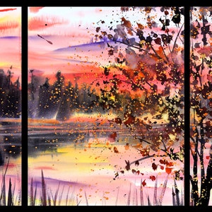 Triptych January 2021 no.1-S, limited edition of 50 fine art giclee prints from my original watercolor image 1