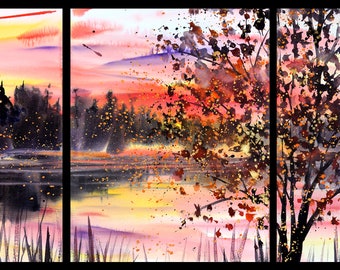Triptych January 2021 no.1-S, limited edition of 50 fine art giclee prints from my original watercolor
