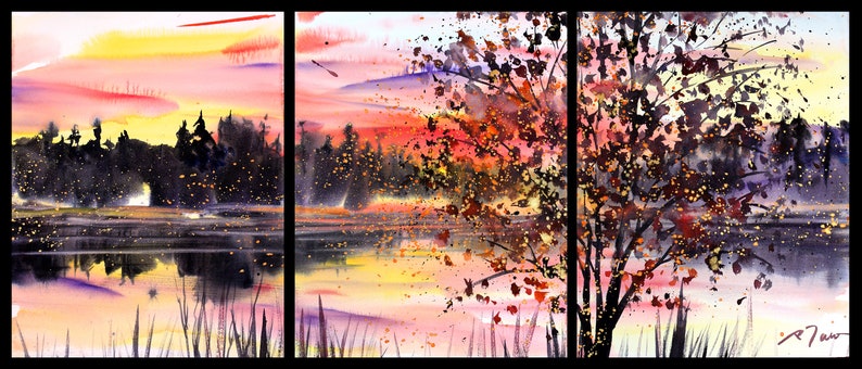 Triptych January 2021 no.1-S, limited edition of 50 fine art giclee prints from my original watercolor image 1