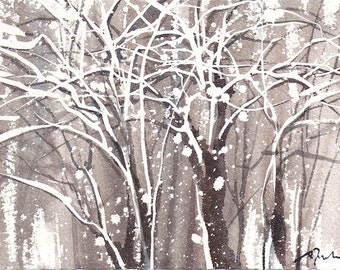 Small format No.15 - Winter tree 2 of 4 - limited edition of 50 fine art giclee prints from my original watercolor