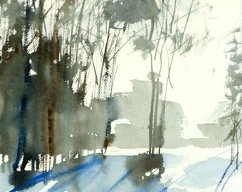 New England Winter-Scape No.68, limited edition of 50 fine art giclee prints from my original watercolor