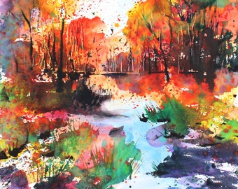 New England Landscape Autumn series 2015 no.6 , limited edition of 50 fine art giclee prints from my original watercolor