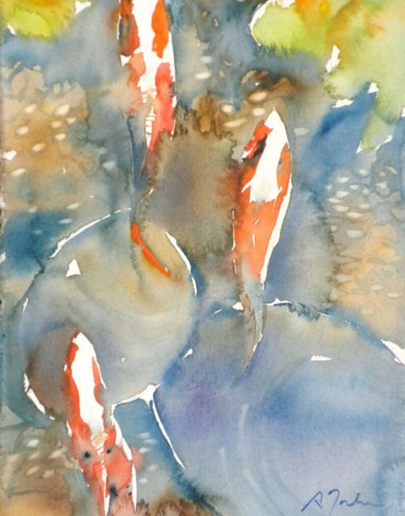 Koi Fish No.9, limited edition of 50 fine art giclee prints form my original watercolor image 1