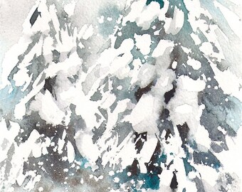 Small format No.14 - Winter tree 1 of 4 - limited edition of 50 fine art giclee prints from my original watercolor