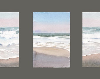 Triptych Beach from Florida No.1 and No.30, Special edition of fine art giclee prints from my original watercolor
