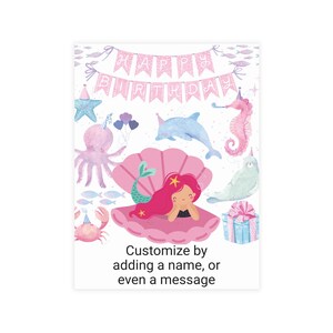 Paquete de postales de cumpleaños caprichosas: temática oceánica personalizable, invitaciones de cumpleaños, saludos para baby shower, tarjetas para fiestas infantiles, temática submarina.