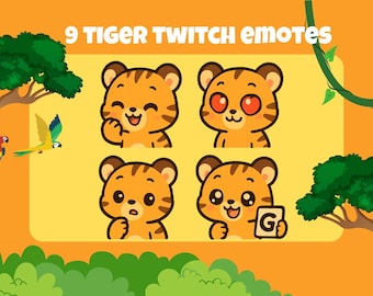 Conjunto de gestos de Twitch de tigre bebé adorable: paquete de gestos para streamers