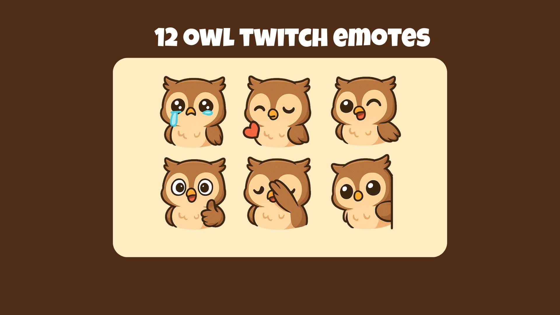 12 Owl Twitch Emotes – Adorable Streamer Set for Content Creators!