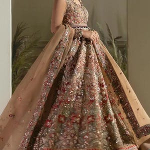 Indian Bridal Dress Red Heavy Embellished Wedding Lehenga | Designer Bridal Wear for South Asian Brides | Handmade Dulhan Outfit