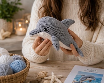 Delfin Häkelanleitung, PDF, Anfänger Amigurumi Anleitung, Meerestier Plüschtier