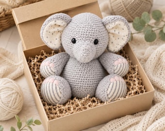 Crochet Sitting Elephant Pattern PDF – Safari Elephant Amigurumi Tutorial in English Digital Download