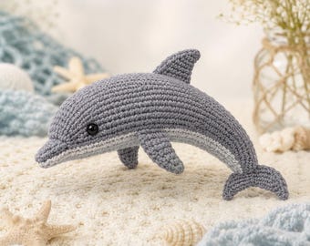Dolphin Crochet Pattern PDF in English, Beginner Amigurumi Tutorial, Ocean Animal Plush