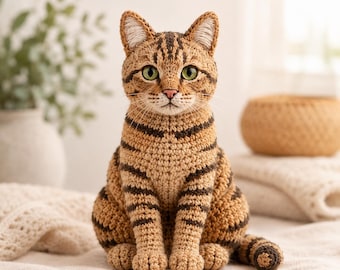 Patrón de ganchillo realista de gato atigrado en inglés / Tutorial de amigurumi de gatito (descarga en PDF)