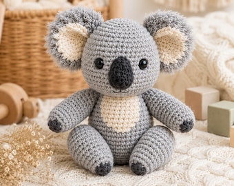 Schema per realizzare un koala all'uncinetto in formato PDF, tutorial per amigurumi, peluche per principianti (download digitale)