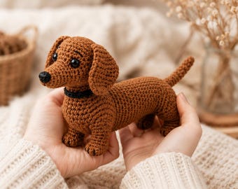 Dachshund Amigurumi Crochet Pattern, Sausage Dog Plush Tutorial in English (PDF Download)