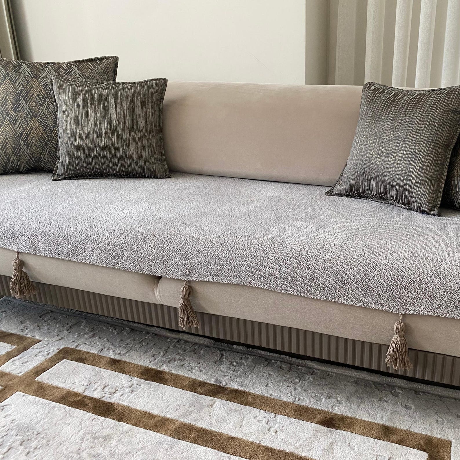 Luxury Handmade Sofa Cover, Stylish Upholstery Fabric Sofa Topper ...
