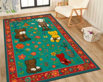 Hypebeast Rug, Hype beast Rug, Bearbrick Rug, Hypebeast carpet, Hypebeast Decor, Machine Washable Rug