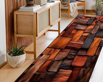 Wood Pattern Runner Rug-Kitchen Dining Room Runner Rug / Mat Non-Slip Machine Washable-Gift Runner Rug,Runner Design Rug,Runner Rug-Gift Rug