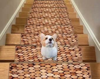 Stair Mat, Wood Pattern Stair Rug, Stair Rug, Stair Tread,Non-Slip, Special For Your Home Rug, Machine Washable rug, Wood Stair Rug,gift mat