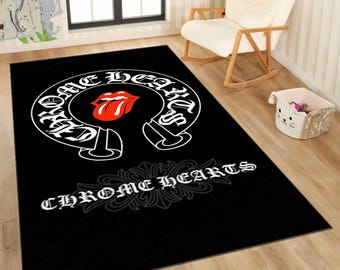 Chrome Rug, Black Chrome rug,Machine Washable Rug,Living Room Indoor Carpet,Home Decor, Non-Slip Rug,Office rug, Area Rug, Hausewarming gift