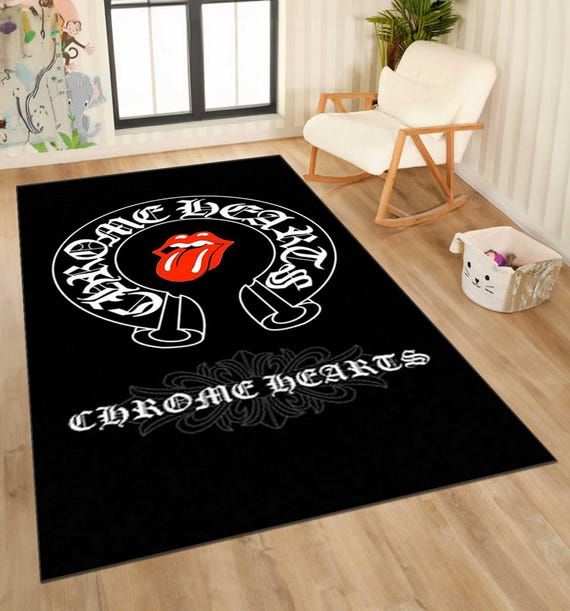 Chrome Rug, Black Chrome rug,Machine Washable Rug,Living Room Indoor Carpet,Home Decor, Non-Slip Rug,Office rug, Area Rug, Hausewarming gift
