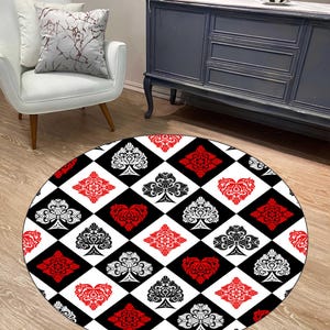 Playing Card Round Rug - Man cave Decor - Playing Card Rug - Poker Rug - Poker Card Room Decor - Man cave Rug-Green Rug-poker room Round rug