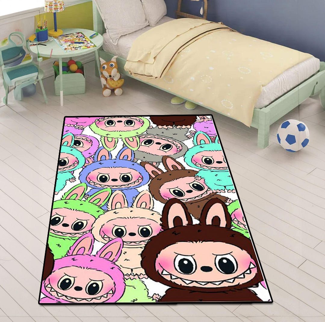 Labubu Rug Labubu Rug, Brown Labubu, Kids Room Rug, Machine Washable Rug, Kids Rug ...