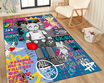 Hypebeast Rug, Hype beast Rug, Bearbrick Rug, Hypebeast carpet, Hypebeast Decor, Machine Washable Rug,gift hype rug