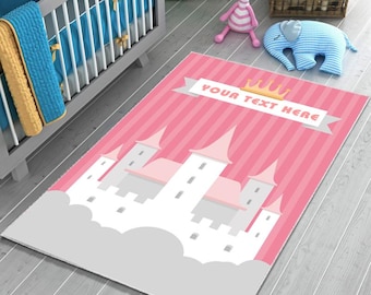 Castle Rug, Pink Rug, Kids room rug, Nursery Rug, Machine Washable Rug, Kids rug, Kids room decor,Non-Slip Rug,Soft baby rom Carpet,gift rug