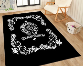 Chrome Rug, Chrome black rug,Machine Washable Rug,Living Room Indoor Carpet,Home Decor, Non-Slip Rug,Office rug, Area Rug, Hausewarming gift