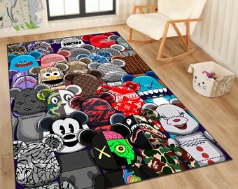 Hypebeast Rug, Hype beast Rug, Bearbrick Rug, Hypebeast carpet, Hypebeast Decor, Machine Washable Rug,gift hype rug, Bear brick rug,Rug hype