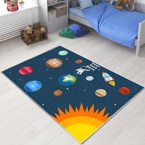 Solar System rug,Astronaut Rug, Space Kids Rug,space rug,Kids Room Rug, Kids Room Decor,Machine Washable Rug,Kids Rug,Non-Slip Rug,gift kids