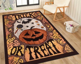Halloween Pumpkin Rug: Non-Slip Machine Washable Decor