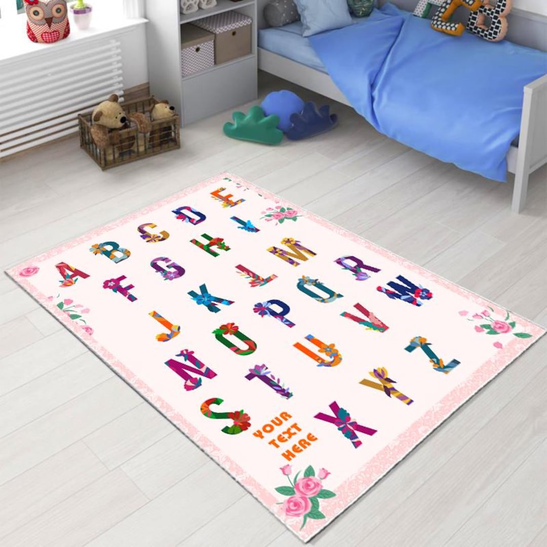 Alphabet Rug, Pink Alphabet Rug, Educational Rug, Kids Room Rug, Girl ...
