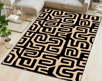 African Print Area Rug – Non-Slip, Machine Washable