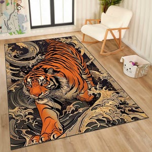 Tiger Rug, Tiger Pattern Rug, Tiger Art Rug, Machine Washable Rug, Tiger Area Rug, Tiger Room Decor,Non-Slip Rug, Gift Rug,Carpet tiger,gift