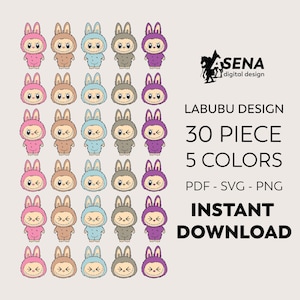 Labubu Designs SVG Bundle, Labubu Clipart, Labubu PNG, Cute Labubu Vector, sticker labubu, Cricut Cut Files, labubu stitch digital, Labubu