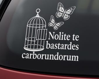 Feminist Vinyl Decal – Latin Quote, Butterfly Escape Car Sticker