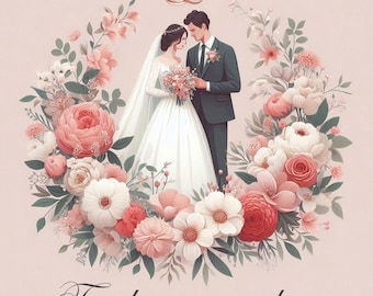 Hochzeitskarte - Zwei Herzen Eine Liebe - Elegantes Pastell Paar - Glückwunschkarte zur Verlobung oder Heirat