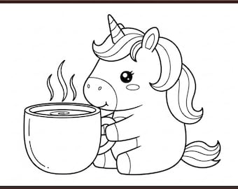 59 Cute Unicorn Coloring Pages | Digital Download | Adorable Unicorns Coloring Book for Kids & Adults | Kawaii Coloring Sheets, A4 PDF