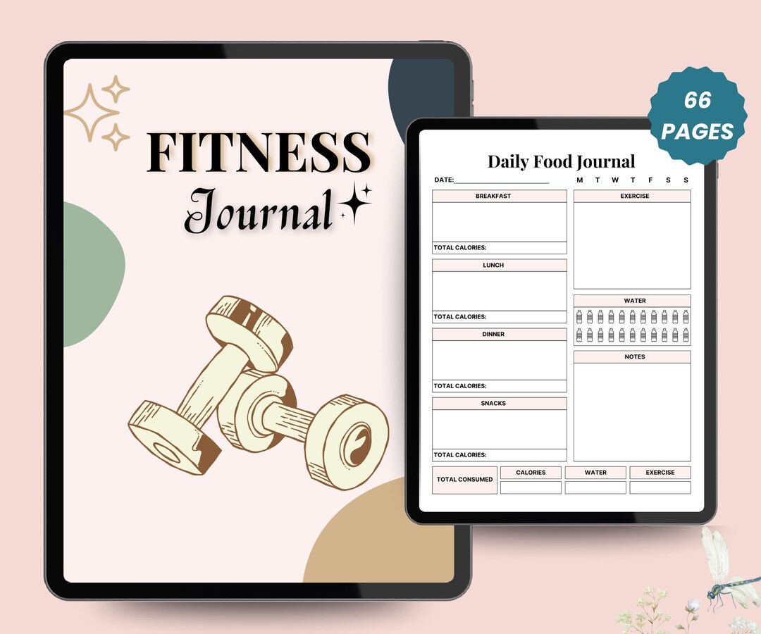 Printable Fitness & Wellness Journal Planner | 66-page Daily Health ...
