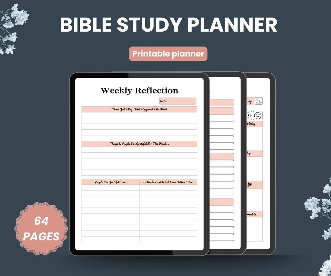 Printable Bible Study Planner & Journal | 64-page Digital Scripture ...