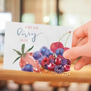 Je t'aime beaucoup, baies imprimables | Téléchargement numérique | Jolie carte de voeux sur le thème des fruits